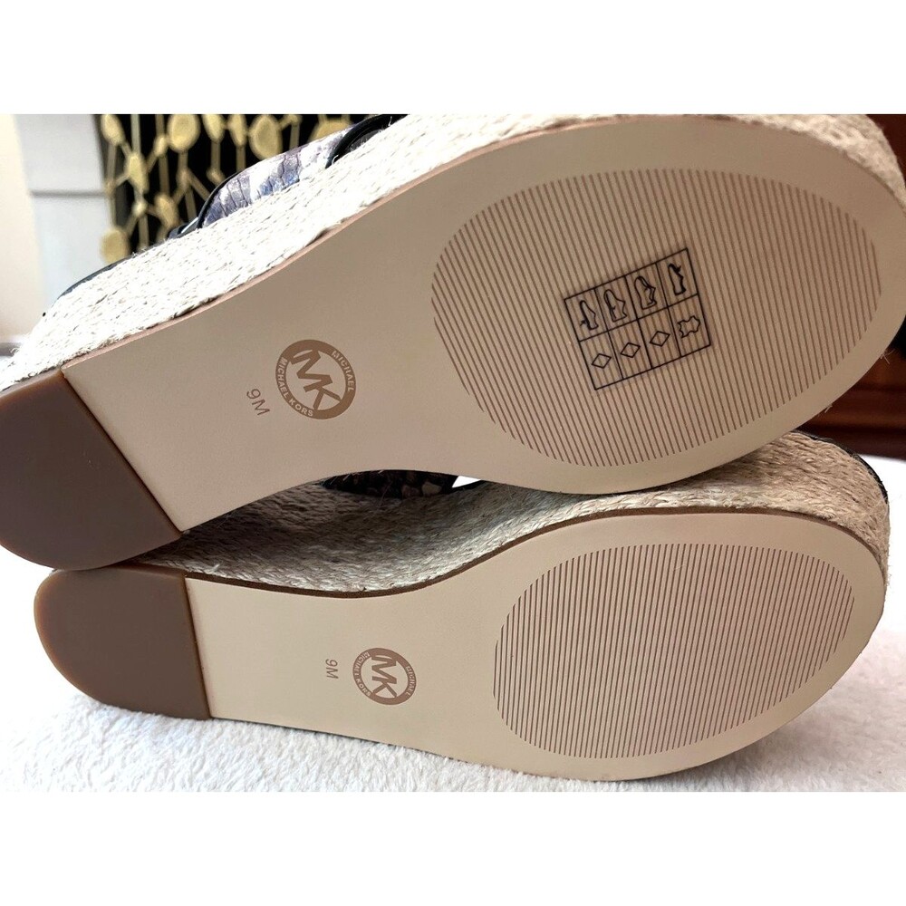 Michael Kors NEW Jodi Mid Wedge Size 9 Leather Snake Espadrille Platform Sandal - Picture 12 of 14